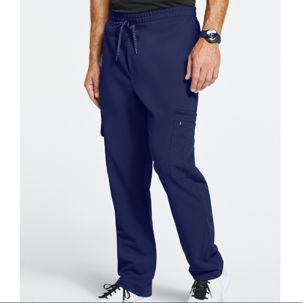 Mens slim fit cargo scrub pants Jaanuu NAVY